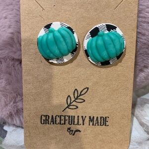 Pumpkin Clay Earrings by Gracefully Made NWT